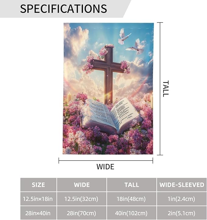 Easter Book Garden Flag 12x18 Inch Double Sided All-Weather Polyester Outdoor Flag For Patio Lawn Yard And Garden Welcome Decor