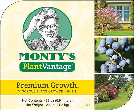 PlantVantage Premium Growth Liquid Plant Food - Liquid Fertilizer for Stronger Stems & Larger Leaves, NPK Fertilizer (8-16-8) with Zinc & Iron, Foliar Spray for Trees, Shrubs & Flower Boost, 32 oz