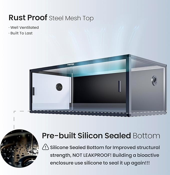 Phailozoo 85 Gallon Reptile Tank, Front Opening Snake Tank for Easy Maintenance, Reptile Enclosure with Top Screen Ventilation 48''x24''x18''