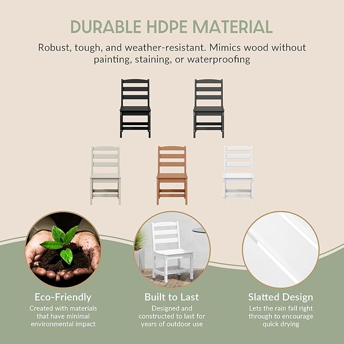WestinTrends Ashore Outdoor HDPE Patio Classic Armless Dining Side Chair, White