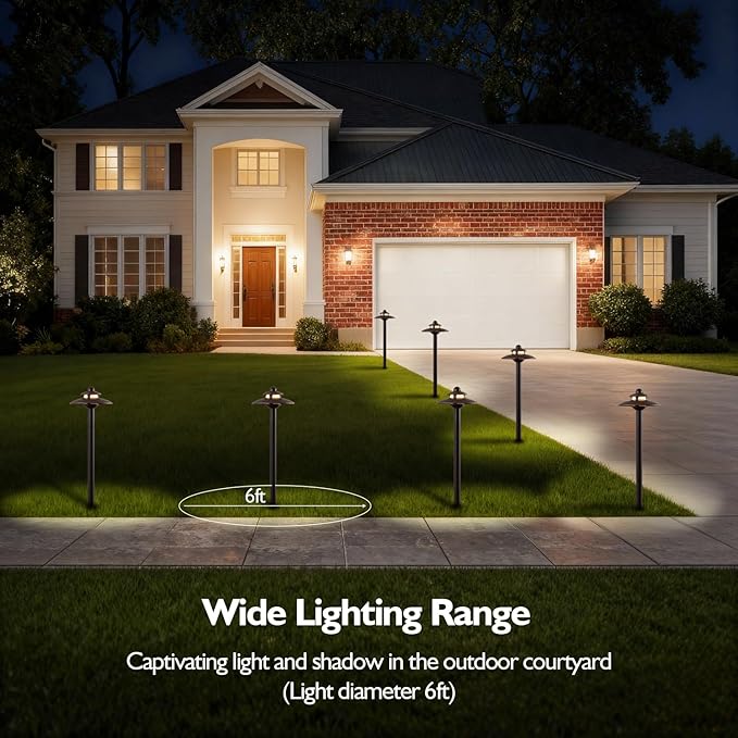 LITFIT Low Voltage Landscape Pathway Lights, 12V 3.8W 83lm 3CCT 2700K/3000K/4000K, ORB Die-Cast Aluminum Waterproof Hardwired Walkway Lights with Connectors for Garden Yard Drive Way, 4 Pack