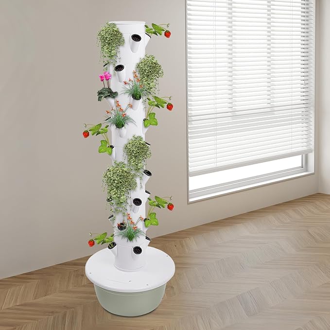 Hydroponic Growing System, 36-Plant Vegetable Planter Tower Outdoor Indoor Garden Vertical Planter Germination Kit with Water Pump, Intelligent Water Circulation & Loop Timer