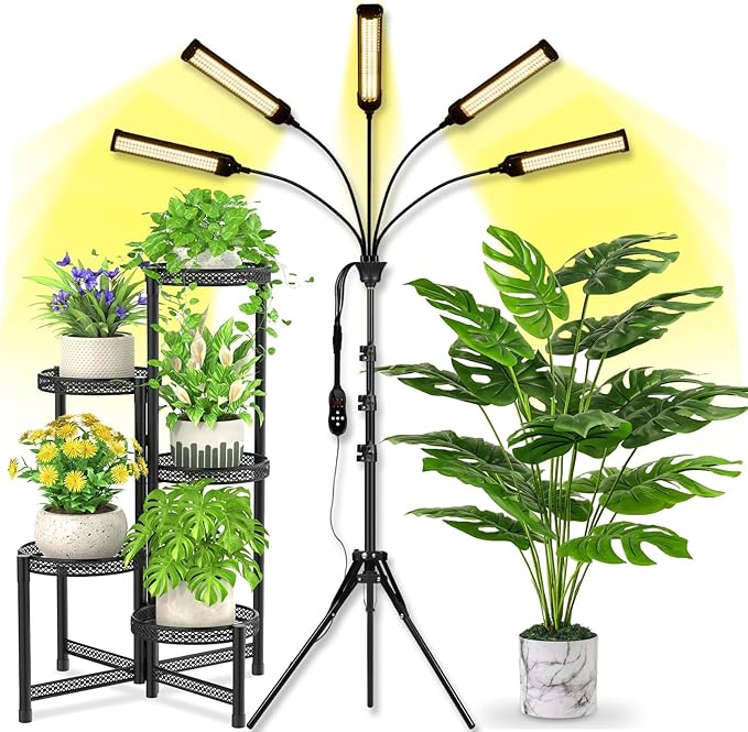 Abriselux LED Grow Light Coverage and Upgraded Larger Board, Full Spectrum Grow Lamps for Indoor Hydroponic Growing Light with High PPFD (5 Branches)