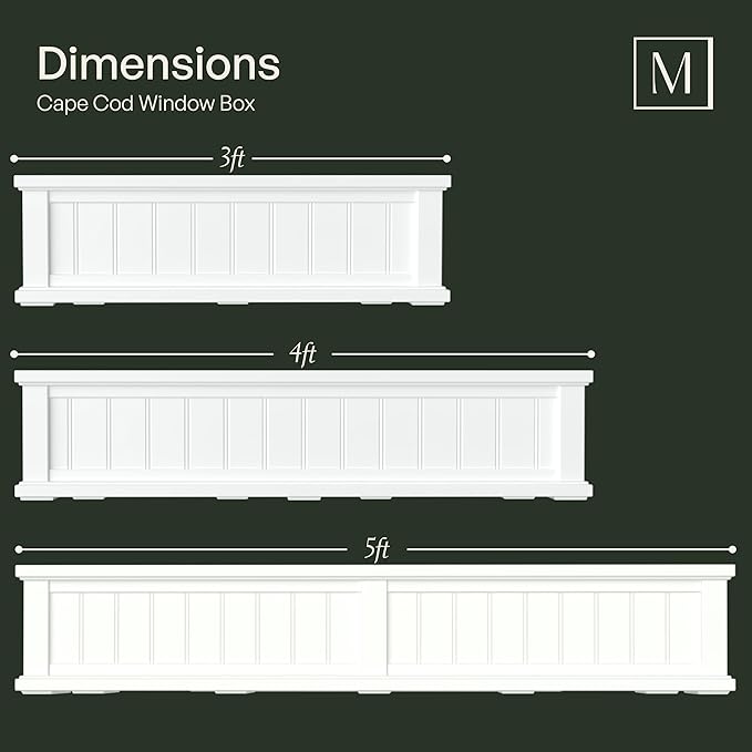 Mayne Cape Cod 5-Foot Window Box – Self-Watering, Weather-Resistant Planter for Flowers – Durable Design for Outdoor Use, Perfect for Windows