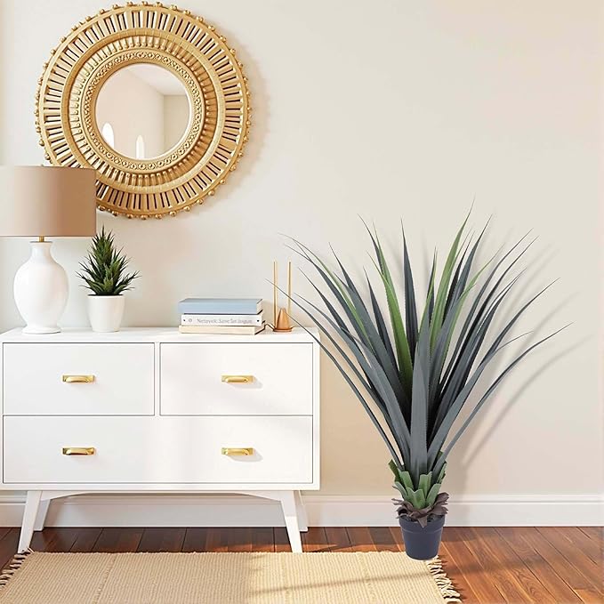 Yinleus 44inch Artificial Agave Plant Potted Plants Fake Agave Plant for Home Office Garden Indoor Outdoor Decoration (1PACK)