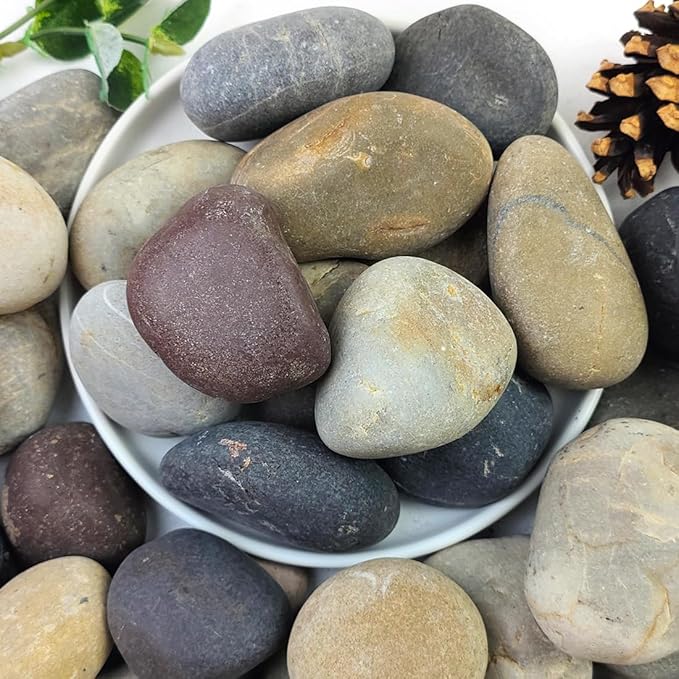 Natural River Rocks, Small Rocks for Plants Decorative Polished Pebbles for Fish Tank, Gardening, Flower Pots, Vase Fillers, Indoor Water Fountains, Landscaping, 40lbs, 2-3 Inch