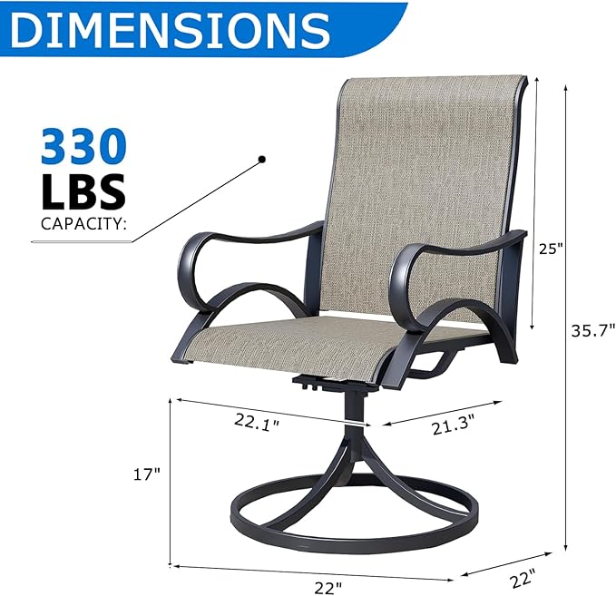 Patio Swivel Chairs Set of 8, All-Weather Metal Outdoor Dining Set with Breathable Mesh Seat, Lightweight Swivel Bistro Chairs for Garden, Deck, Porch, Ash Brown
