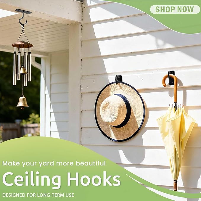 Lifyzoon Ceiling Hooks for Hanging Plants - 4 Pack 2.5-Inch Iron Plant Bracket for Wall Mount, Black Metal Plant Hangers Outdoor Indoor Hooks for Light, Lanterns, Wind Chimes