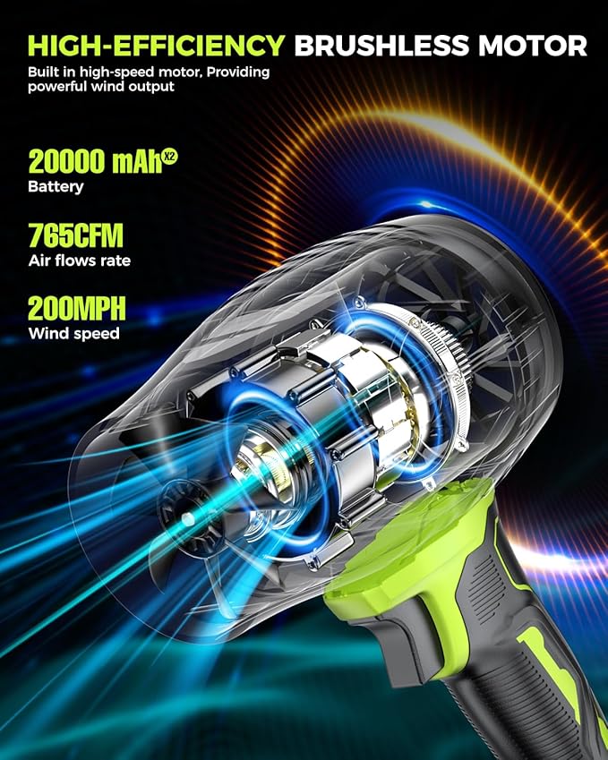 Leaf Blower Cordless with Battery and Charger, 980,000 RPM, Extended Nozzle, Lightweight Handheld,Blower for Patio Cleaning,Leaves and Dust,Birthday Gifts for Men Dad Husband