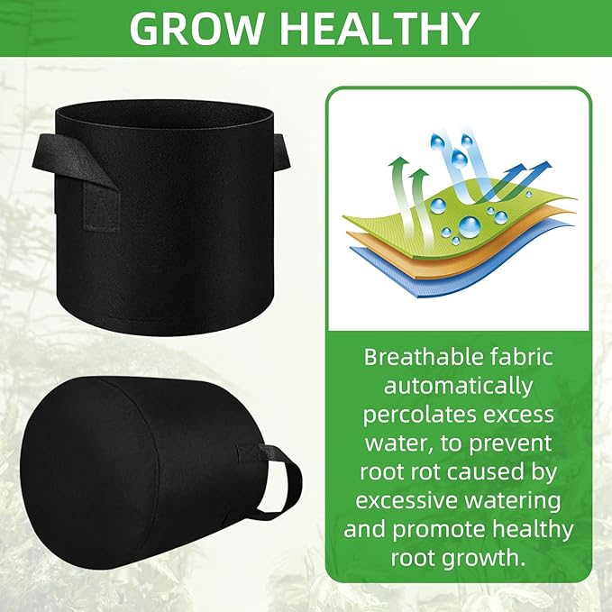 LITLANDSTAR 20 Pack 5 Gallon Plant Grow Bags, Breathable Felt Non-Woven Aeration Fabric Plant Grow Pots, Garden Planting Containers for Nursery Vegetable Flower Grow Bags with Handles (11.8x9.8inch)
