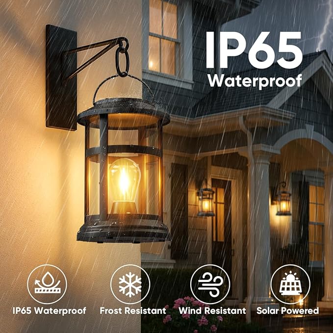 Solar Lanterns Outdoor Waterproof: 6 Pack Hanging Solar Lights for Outside Patio Porch Garden Tabletop Decor - Bright LED Warm White Solar Powered Lighting - Unique Gardening Gifts for Mom