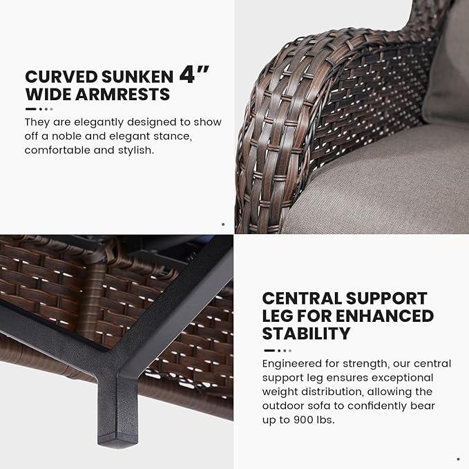 Belord Outdoor Wicker Furniture 5 Pieces Patio Furniture Set Patio Wicker Chairs with Ottomans Conversation Set for Porch Garden Deck Balcony Poolside