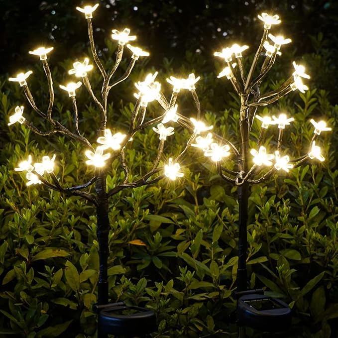 IUEECEN Solar Garden Lights Garden Decor, Solar Flowers Outdoor Decorative,2Pack 40LED Fairy Solar Lights Outdoor Waterproof Outside Yard,Patio,Pathway Decorations,Gardening Gifts for Women Mom