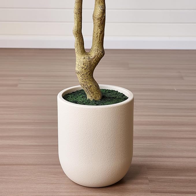 VeriNatural Artificial Olive Tree 7FT Tall, Faux Plants Indoor - Fake Plant with Lifelike Leaves,White Planter - Large Fake Olive Trees for Home Living Room Office Bedroom Floor Decor