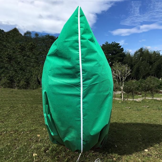 Pasidener Plant Covers Freeze Protection 2 Packs 50" x35" 2.2oz Tree Covers Frost Plant Covers Freeze Cloth for Outdoor Plants with Zipper Drawstring