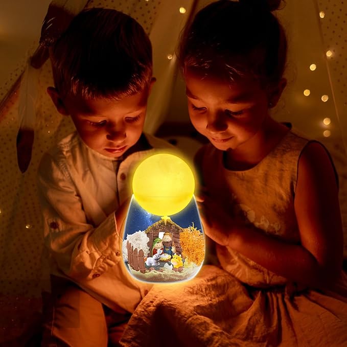SCWGTPJ Nativity Scene Terrarium Crafts Kit, DIY Toys Kit for Girls Boys, Arts and Craft, DIY Moon Lamp Night Light Christmas Gifts Birthday Gift for Kids (Nativity)