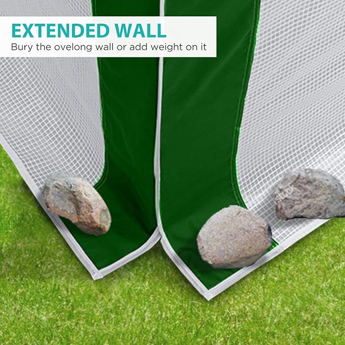 EAGLE PEAK Replacement Cover for 8x6 Pop up Greenhouse with Polyester Reinforced Corners, Front and Rear Roll-Up Zipper Entry Doors and 2 Roll-Up Side Windows (Frame Not Included), Green/White