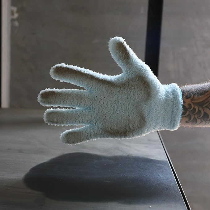 Mossify Microfiber Gloves for Plant Dusting – Reusable & Washable Plants Leaf Cleaning Gloves for Houseplants & Indoor Gardening, Soft & Absorbent Plant Dusting Glove for Windows, Dust Mitt - Blue