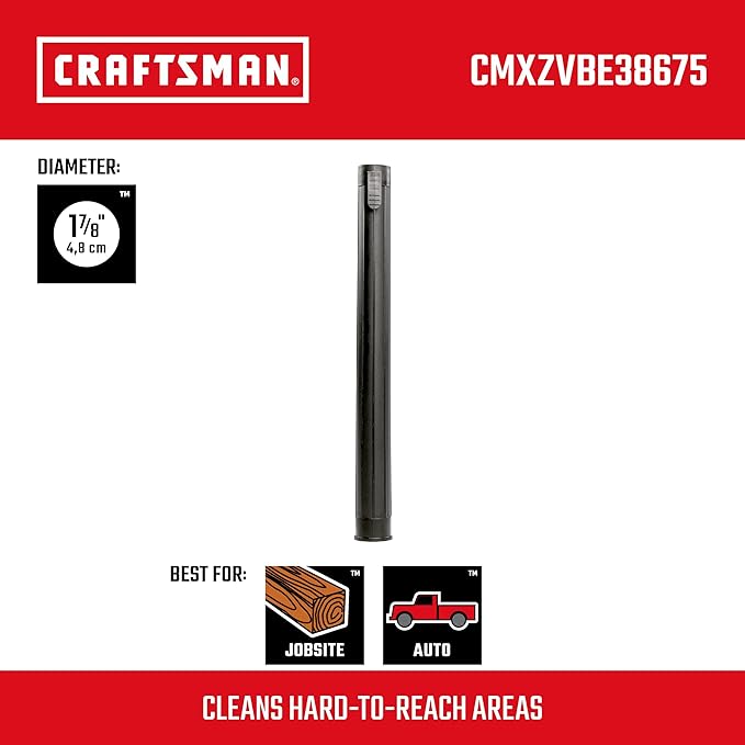 CRAFTSMAN CMXZVBE38675 1-7/8 in. Extension Wand Wet Dry Vac Attachment, Industrial-Grade Shop Vacuum Accessory for Extending Reach While Cleaning, Fits 1-7/8 in. Hose Diameter