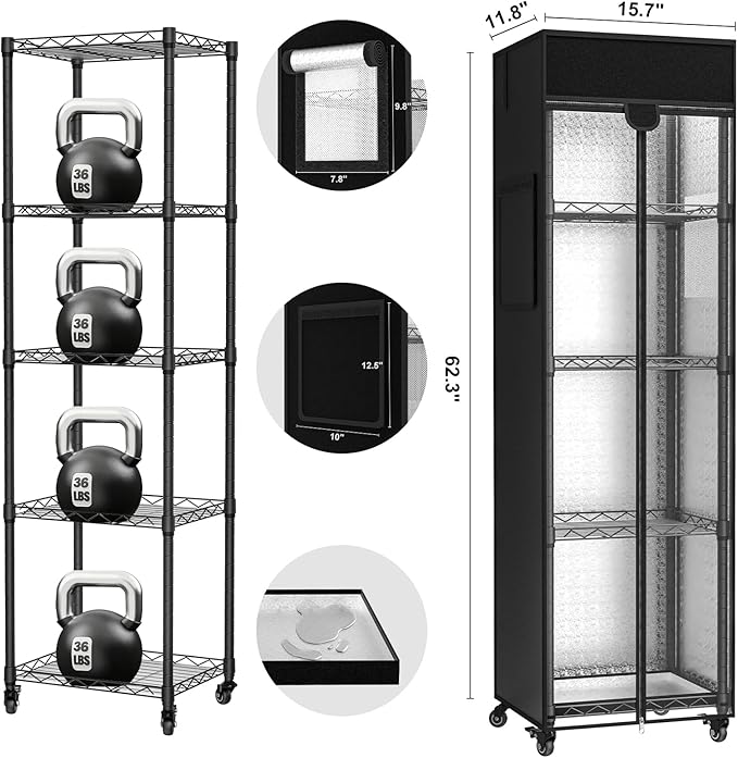 sagrynfp Small Greenhouse for Indoors, 5 Tier 15.7" L×11.8" W×62.3" H mini Greenhouse Outdoor, Indoor Adjustable Shelves