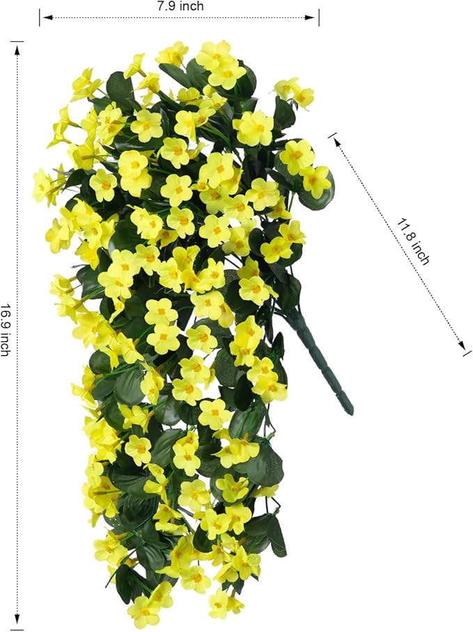 Artificial Fake Hanging Plants Flowers for Outdoor Outside, 2 PCS Faux Silk Yellow Daisy Mums Long Vines UV Resistant Realistic for Home Porch Patio Balcony Planter Decoration