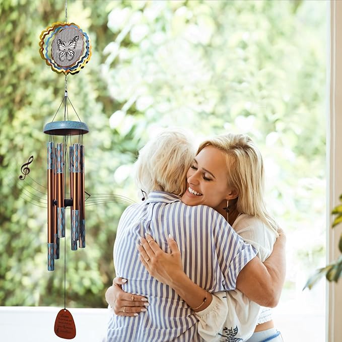 Aoedelyart Wind Chimes for Outside with 3D Animations Butterfly Wind Spinner,37" Memorial Wind Chimes Outdoor Garden Decor,Butterfly Gift for Women Mom Grandma Wife,Patio Decorations,Garden Ornaments