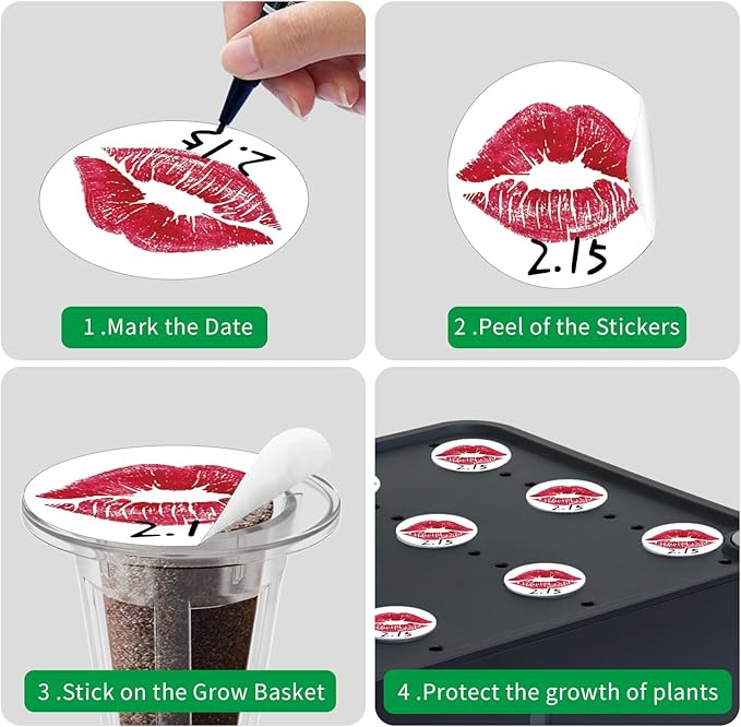 Hydroponic Seed Pod Label Sitckers, Dryades 150PCS PVC Plant Grow Basket Stickers for Marking Plants and Understanding Plant Growth (38mm)