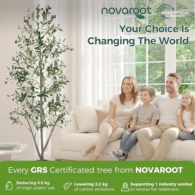 Olive Trees Artificial Indoor, 6FT Tall Faux Olive Tree with Moss and Planter, Artificial Plants Indoor with Natural Wood Trunk and Lifelike Fruits, Fake Tree for Home Office Living Room Decor