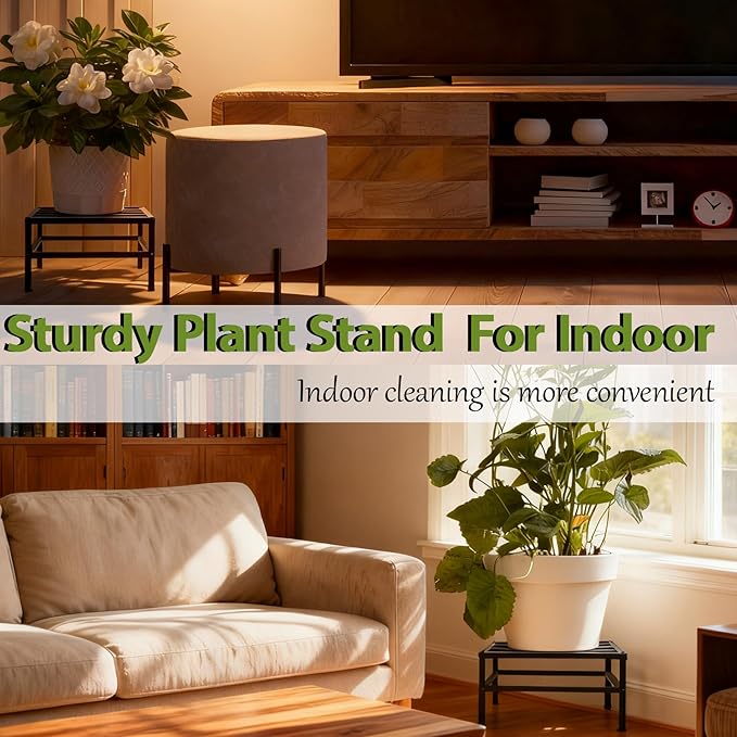 Vitalsvn Metal Plant Stand for Indoor Outdoor Plant Pot Stand Holder Heavy-Duty Flower Stand Pedestal Stand 2 Pack Modern Pot Stand