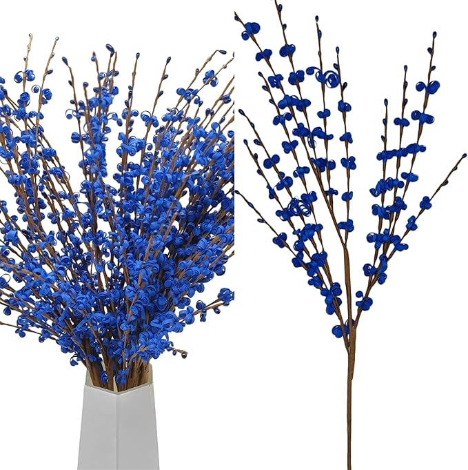 5 Pcs 29.5" Long Jasmine Artificial Blue Flowers Fake Jasmine Flowers Bouquet Stem for DIY Floral Art Plant Home Office Wedding Table Centerpieces Party Vase Decoration