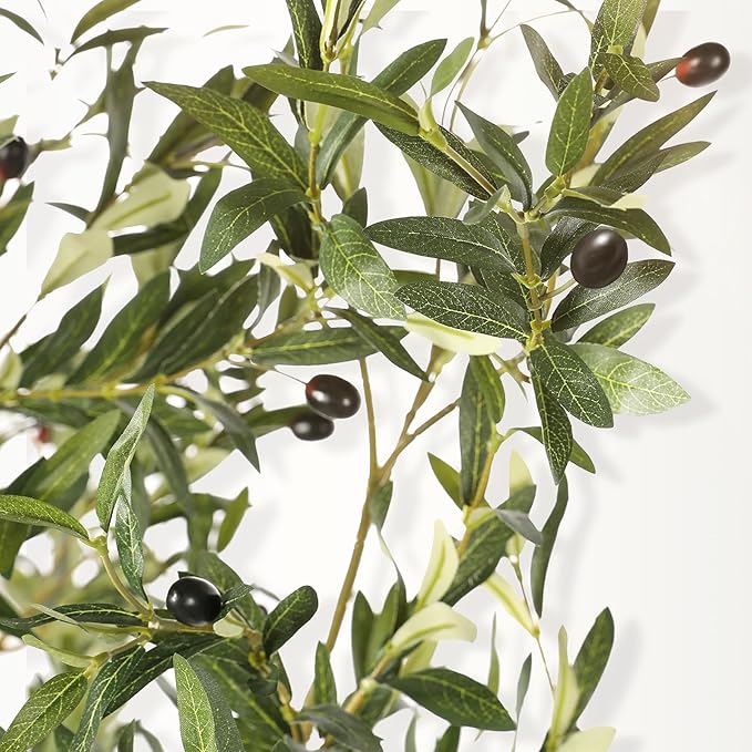 Olive Tree 6ft - Olive Trees Artificial Indoor with Large Olive Branches and Lifelike Fruits - Faux Olive Tree for Modern Home Office House Living Room Decor