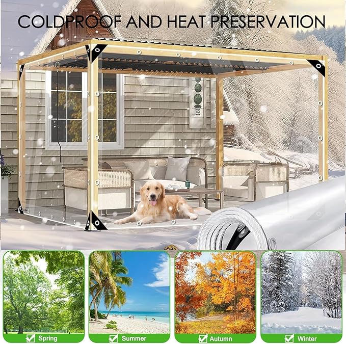 Clear Tarp 3x6ft Clear Tarps Heavy Duty Waterproof 14mil Thicken Clear Tarps with Grommets,Outdoor Garden Rainproof Covering,for Covering Henhouse Porch Canopy Plant Camping