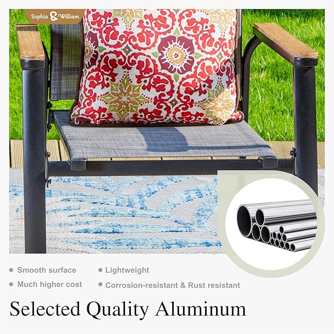 Sophia & William Patio Dining Chairs Aluminium Patio Chairs Lightweight Textilene Outdoor Dining Chairs Stackable Set of 4 Patio Chairs Durable for Lawn Garden Backyard Pool