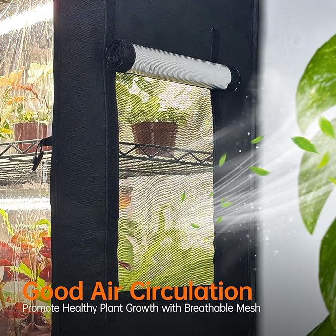 Bstrip Indoor Greenhouse with Grow Light, Plant Stand with 4 Pack 24W Full Spectrum Plant Lights, Plant Shelf with Tent for Indoor Plant, Seed Starting, Seed Tray, 29.5"x13.8"x59"