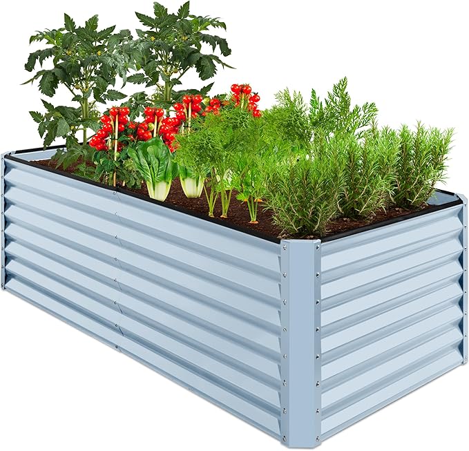 Best Choice Products 6x3x2ft Outdoor Metal Raised Garden Bed, Deep Root Box Planter for Vegetables, Flowers, Herbs, and Succulents w/ 269 Gallon Capacity - Mist Blue