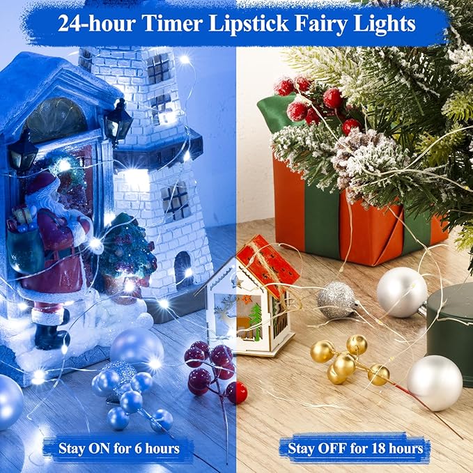 Lakumu LED String Lights Battery Operated, Mini Rechargeable Fairy Lights, Twinkle Lights with Timer for Bedroom, Christmas Decorations, Wedding, Xmas Tree, Centerpiece Table Decor (5M/16FT Blue)