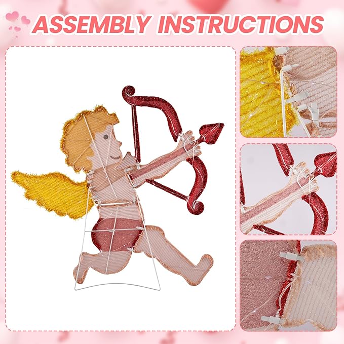 Valentines Day Decorations Outdoor, Cupid Garden Valentine's Day, Romantic Cupid Decoration for Valentine Lawn Farmhouse Outdoor Decor