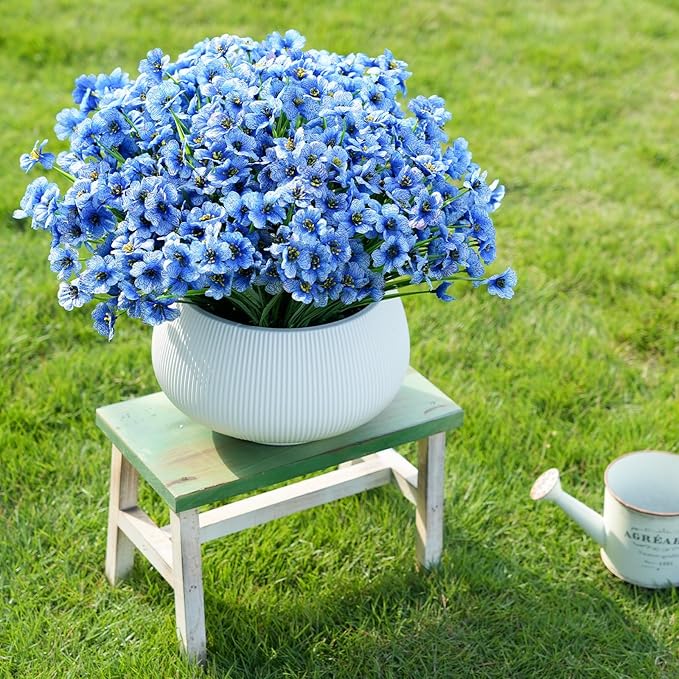 Stymedeca Artificial Flowers for Outdoor Faux Plants for Spring Summer Decoration, UV Resistant Realistic Silk Plastic Fake Flowers Garden Porch Patio Balcony Yard Front Home Decor, 24 Bundles