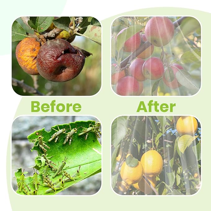 2Pcs Large 10x10FT Fruit Tree Netting with Zipper, Drawstring - Mesh Bags Covers for Garden Protection - Insect Bird Tree Nets for Fruit Trees, Blueberry Bushes, Flower and More