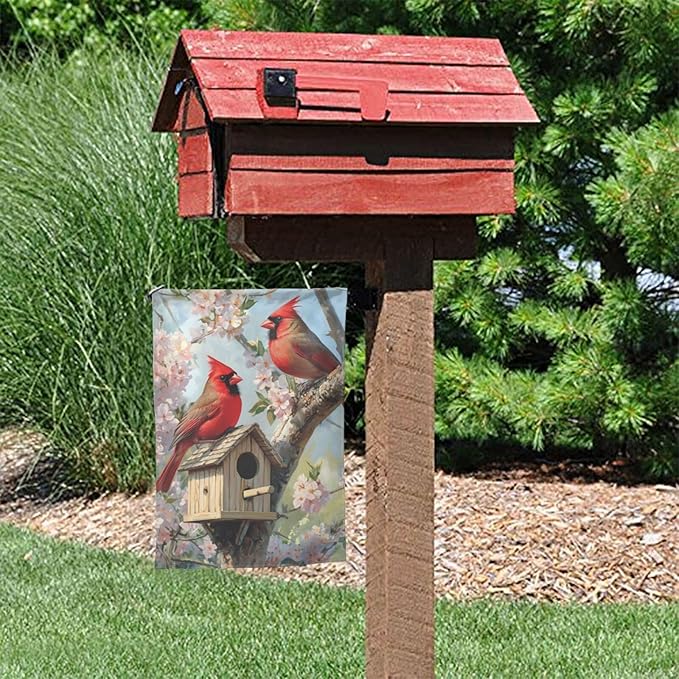 Birds In Tree Garden Flag 12x18 Inch Double Sided All-Weather Polyester Outdoor Flag For Patio Lawn Yard And Garden Welcome Decor