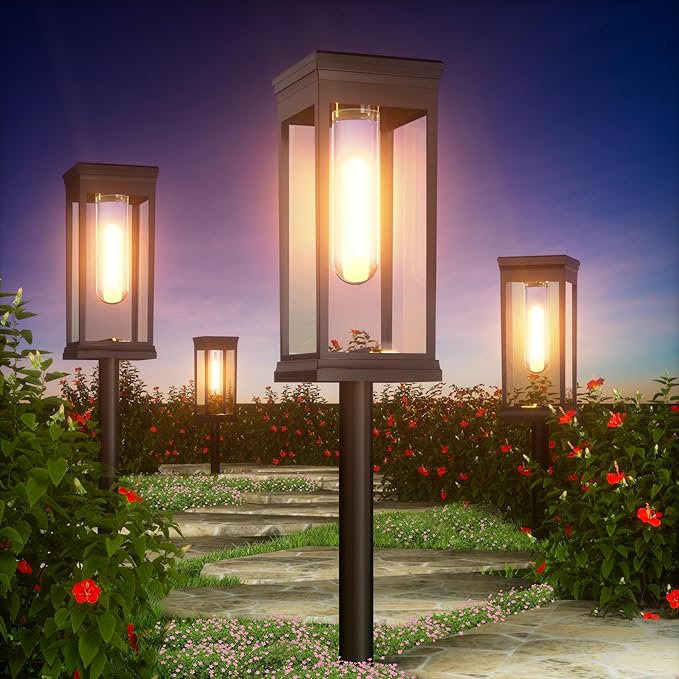 TEZKOLES 8 Pack Solar Pathway Lights Outdoor, IP65 Waterproof Solar Lights Outdoor ，Auto On/Off Walkway Landscape Lighting, Warm White LED for Garden, Yard, Driveway, Patio Landscape Decor