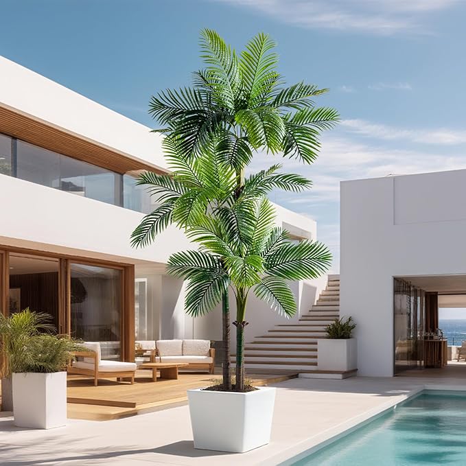 Erimda 9.1FT Artificial Phoenix Palm Tree Artificial Plants Indoor Outdoor Large Faux Coconut Silk Palm Tree Tropical Fake Tree Faux Sago Palm Plant for Modern Farmhouse Yard Outside Patio Poolside