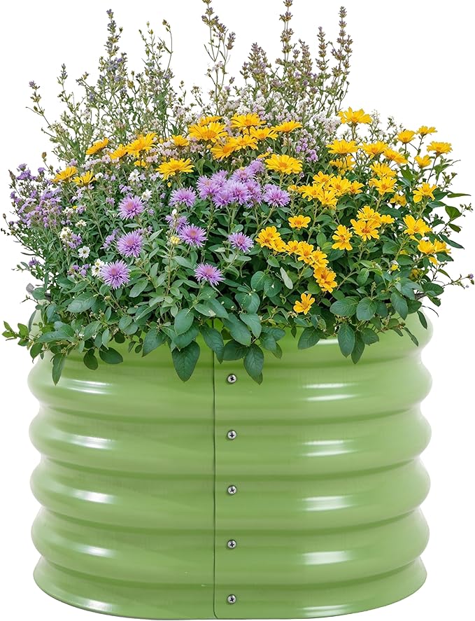 VASGOR 17" Tall Metal Raised Garden Bed, 2ft x 2ft Aluzinc Planter Box for Vegetables, Herbs & Flowers, Heavy-Duty Anti-Rust Open-Bottom Raised Bed for Gardening (2' x 2')