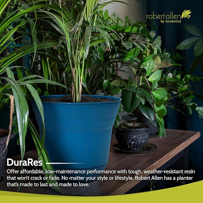 Headwind Robert Allen DuraRes Traverse Planters – 5" 2 Pack Plastic Plant Pot in Sapphire Blue - Indoor & Outdoor Pot for Plants with Drainage - Decorative Plant Pot, Flower Pots Outdoor for Garden