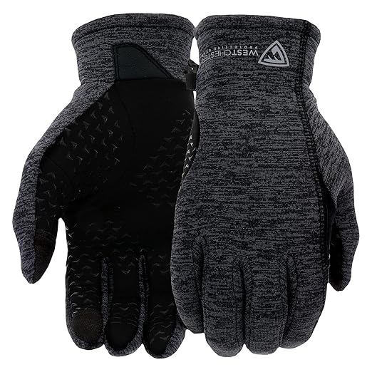 West Chester Women's Brushed Fleece Slip-On Gloves, Safety Work Gloves, Black/Gray, Medium/Large, (93118-WML)