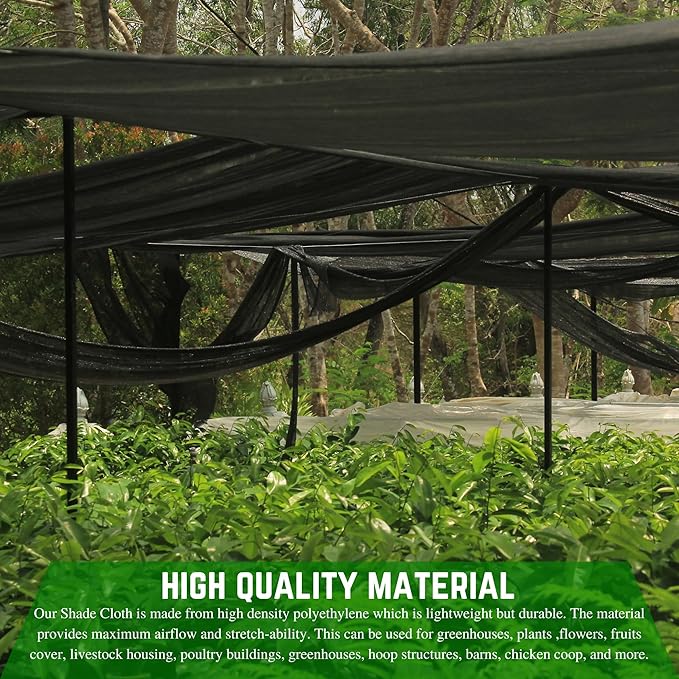 Shade Cloth - 70-80% Sunblock Net for Garden Patio,Shade Sails for Plants Greenhouse Outdoor Pergola Lawn Swimming Pool Sun Shade Cloths for Kennel Chicken Coop (6' x 45')