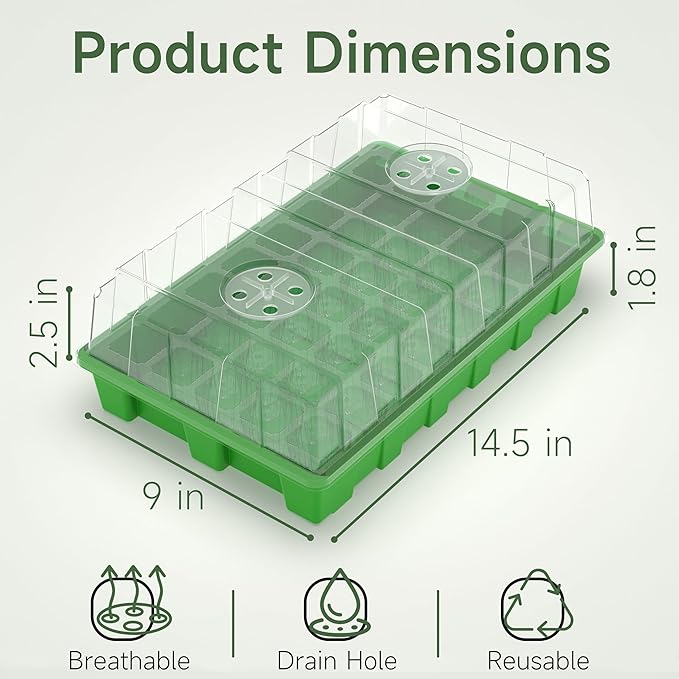 Gardzen 10 Pack 40 Cell BPA Free Seed Starter Tray Kit - Reusable Plant Germination Trays with Adjustable Vents, Sowing Tool & Labeling Set for Indoor Gardening Vegetables Herbs Flowers