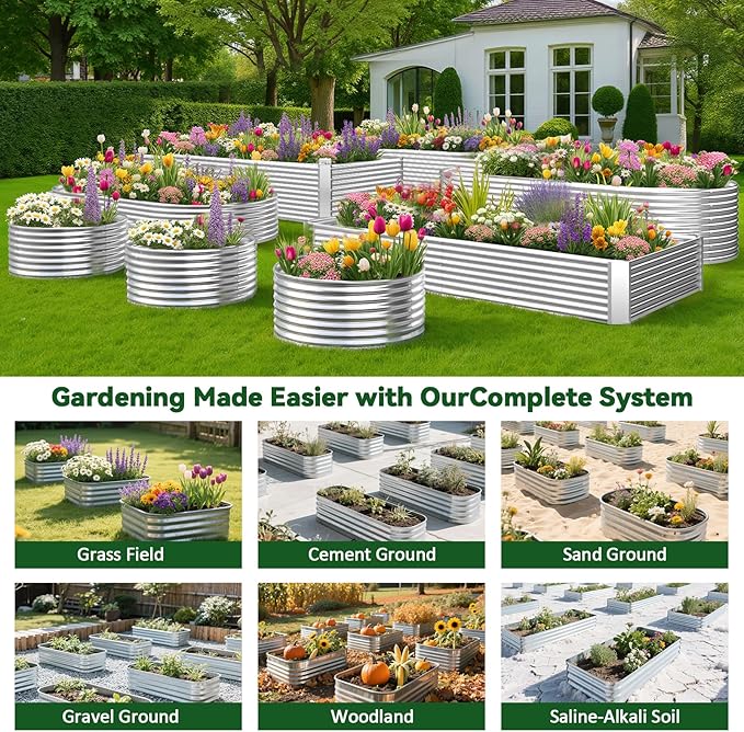 2 Pack Tall 6x3FT Raised Beds for Gardening, Corrugated Galvanized Steel Raised Garden Bed, Outdoor Metal Above Ground Garden Bed for Vegetables and Flowers(Rectangular)
