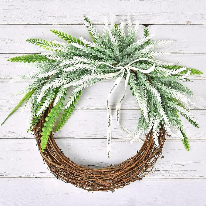 PASYOU Artificial Lavender Flowers, Plastic Plants Fake Simulation Flower Wedding Indoor Outdoor Bridal Bouquet Home Garden Balcony Patio Planter Filler DIY Arrangement Decoration - White 6 Pcs