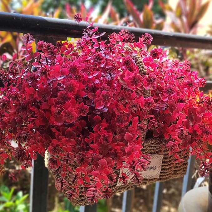 Grunyia Artificial Mums Flowers Outdoor Plastic Plants - 12 Bundles Outside Face Fake Fall Flowers Greenery UV Resistant No Fade Faux Shrubs Home Garden Porch Patio Office Thanksgiving